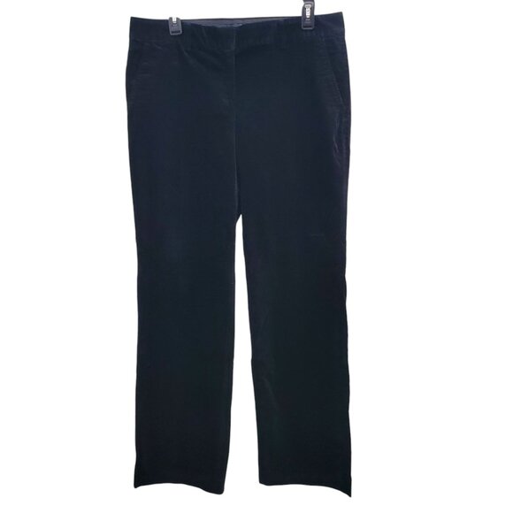 Lands' End Y2K Black Stretch Velour Velvet Casual Bootcut Leg Pants Fit 2 Sz 12 - Picture 1 of 7